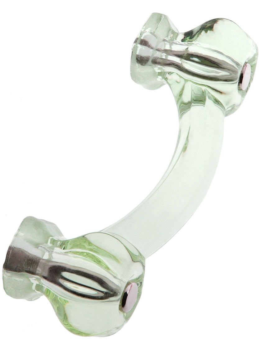 Hexagonal Glass Bridge Drawer Pull With Nickel Bolts House of Antique